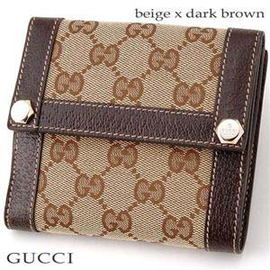 GUCCI(グッチ） GGキャンバス 折り財布154117F40IG ベージュ×ダークブラウン