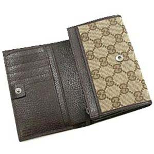 GUCCI(グッチ) 三つ折り財布(小銭入れ付) 154258 CARD CASE ベージュ/ダークブラウン