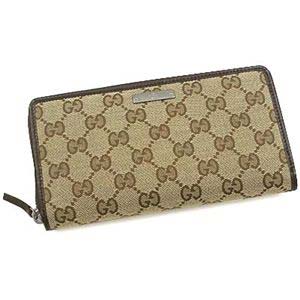 GUCCI(グッチ) 長札財布 112724 WALLET-ZIP AROUND ベージュ/ダークブラウン